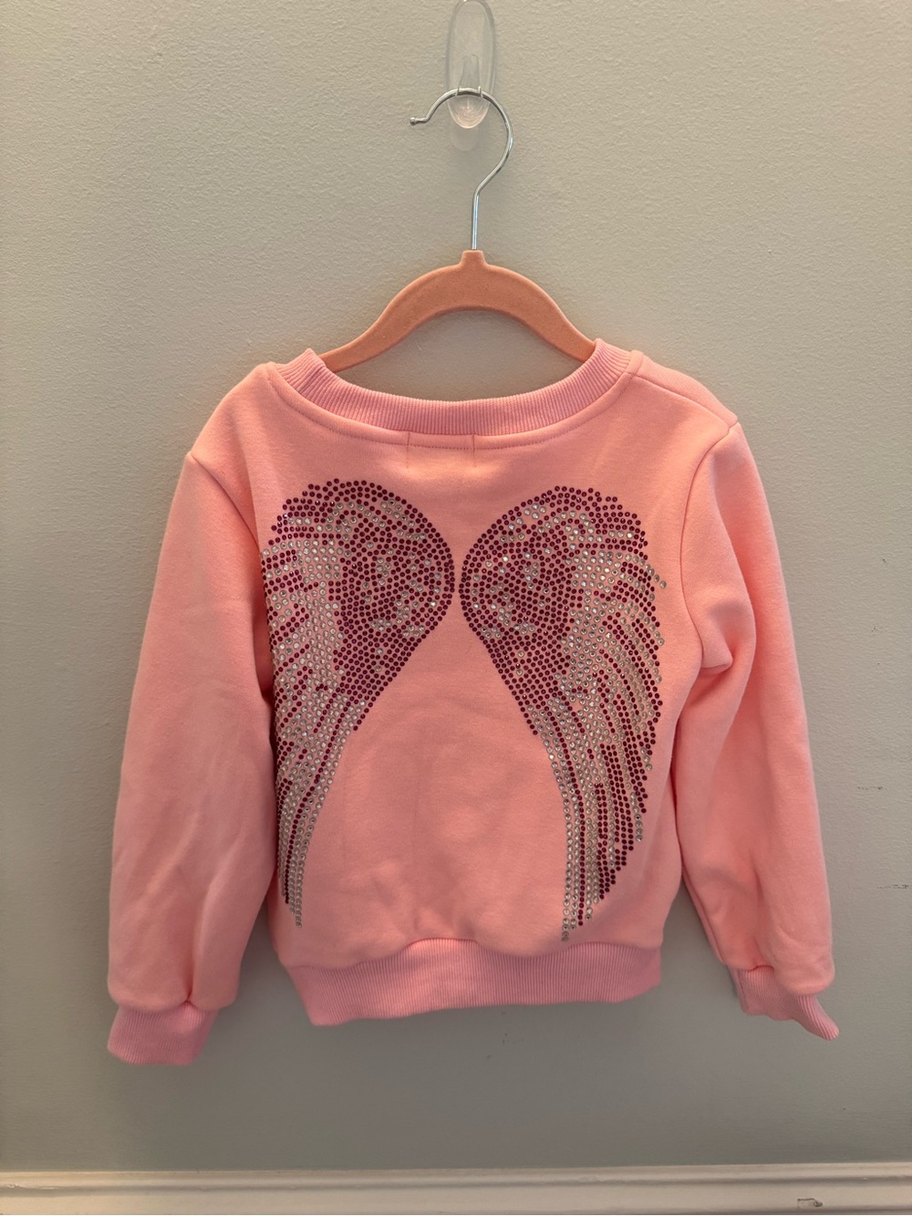 Lola + The Boys Pink Sweatshirt with Rhinestone Wing Design